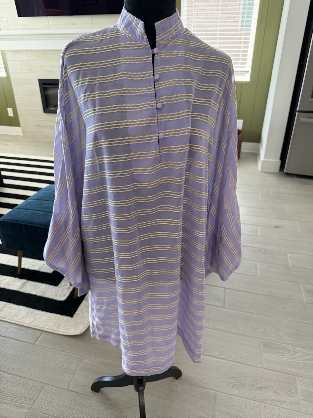 LA VIE STYLE HOUSE Mini Kaftan Purple Striped One Size NWOT